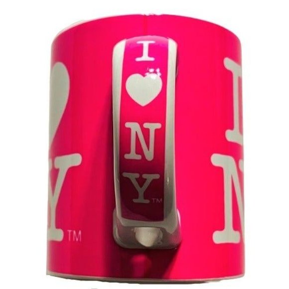 Souvenir I Love New York Pink Ceramic Coffee Mug with Spoon All Over Print - Picture 3 of 6